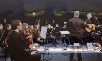 image of singer with youth orchestra