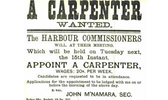View a vintage Drogheda Port employment poster seeking a Carpenter