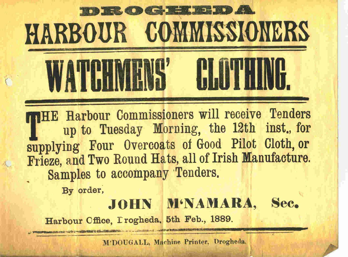 View more Drogheda Port vintage advertisement and notice posters